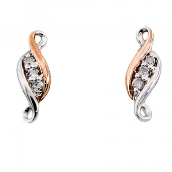 Silver & 9ct gold Clogau Stud Earrings